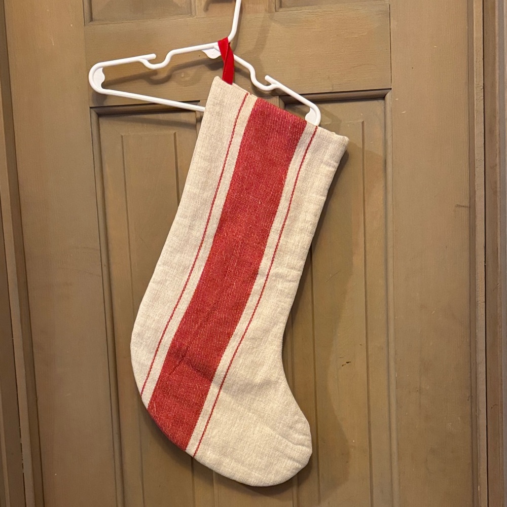 Hearth and Hand Red and Cream Striped Christmas Stocking